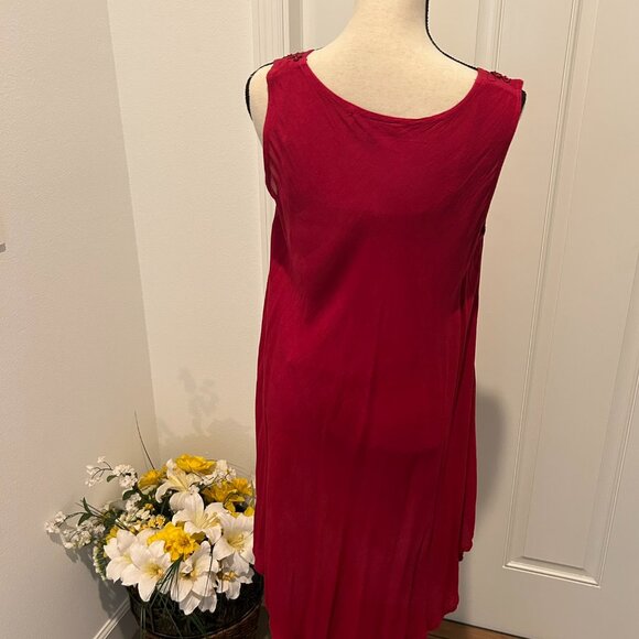 Greater Good NWOT Red Maroon Dress Butterflies Size M/L - Picture 2 of 6